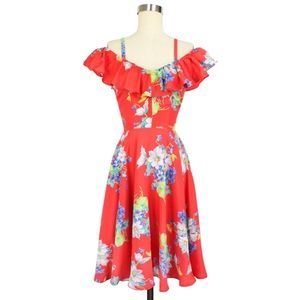 Hollywood Circle Dress in Butterflies & Begonias